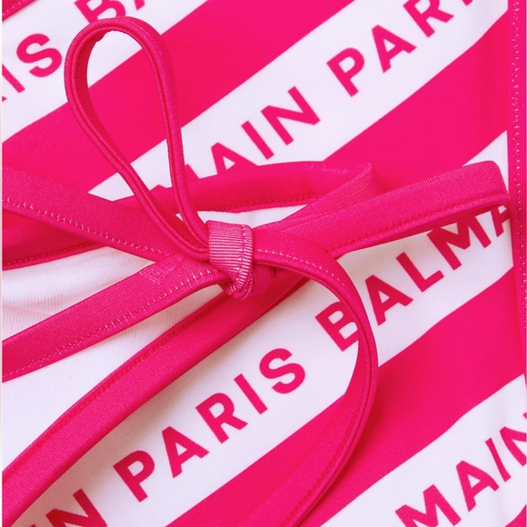 BALMAIN***Fuscia Pink/White Logo String Bikini Set***F36; US 4 $570 CURRENT - Picture 8 of 10